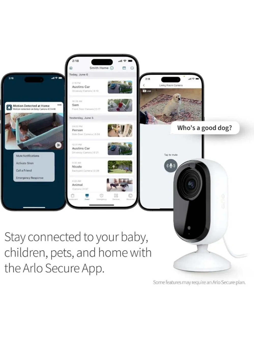 2K Indoor Security Camera - Wired, Person & Animal Detection, Privacy Shield